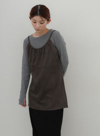 フェイクスウェードギャザーキャミチュニック