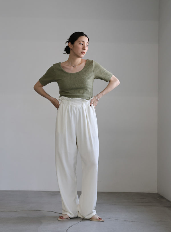 ハイウエストリネンリラックスパンツ【SALE】