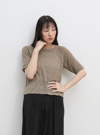 メランジシアーラグランTシャツ