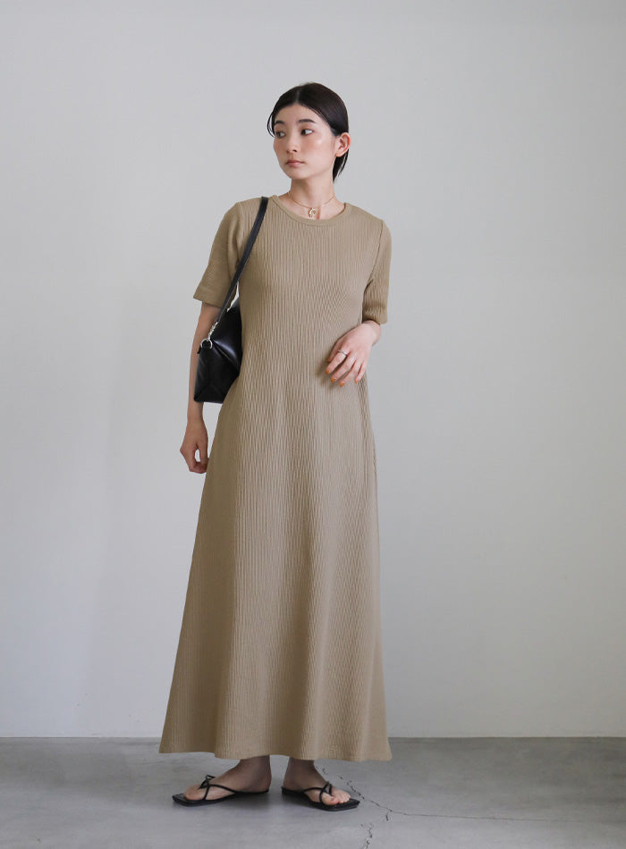 カップ付きセミフレアワッフルワンピース – SELECT MOCA