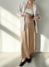 サテンナローロングスカート【by SON】