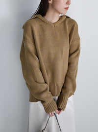 ビッグカラーミックス編みニット