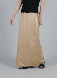 【Et】Matte Satin I-line Long Skirt