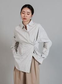 【Et】2Way Striped Oversized Blouse