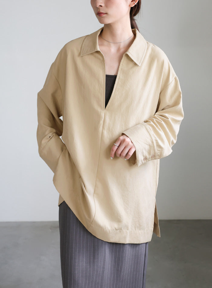 ピーチスキンスキッパーオーバーシャツ