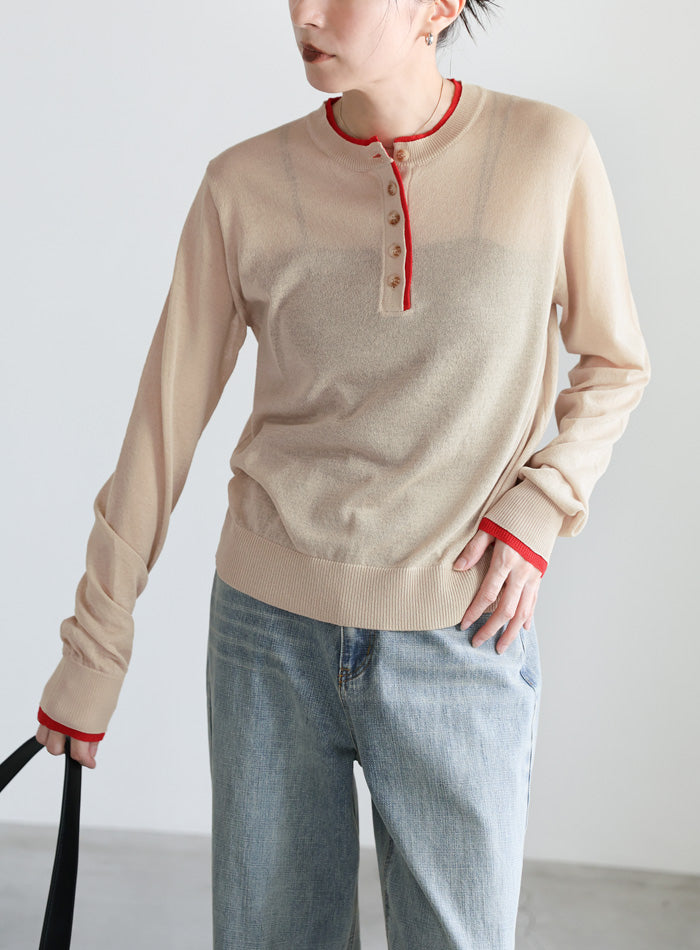 フェイクレイヤードヘンリーネックシアートップス – SELECT MOCA