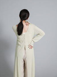 【Et】2-Way Ribbed Long Cardigan