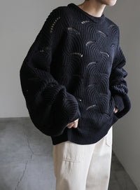 リーフモチーフボリュームニット【SALE】
