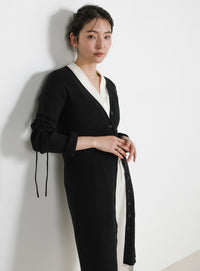 2WAYスリーブリブロングカーディガン