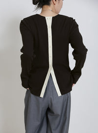 2WAYボタンデザインリブトップス