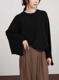 【Et】Dolman Sleeve Short Rib Knit