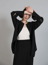 【Et】Button Design Wide Cuff Blouse