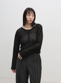 メランジカットソーショートカーディガン