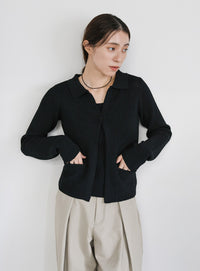 ポロカーディガンニットセット