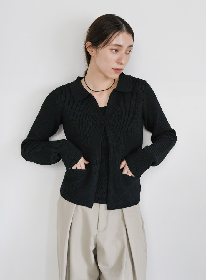 Naptime ニットカーディガン-BLACK Freeサイズ ポロカーディガンニットセット – SELECT MOCA
