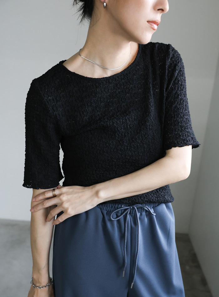 レースジャガードハーフスリーブトップス【SALE】 – SELECT MOCA