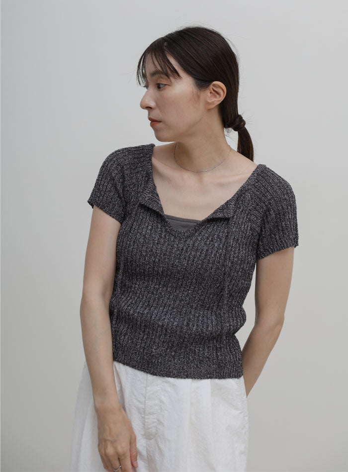 フロントデザインコンパクトリブニット – SELECT MOCA