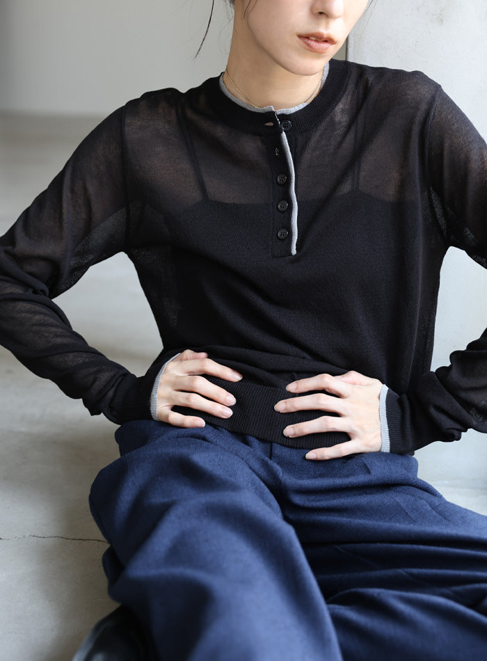 mocaページ フェイクレイヤードヘンリーネックシアートップス – SELECT MOCA