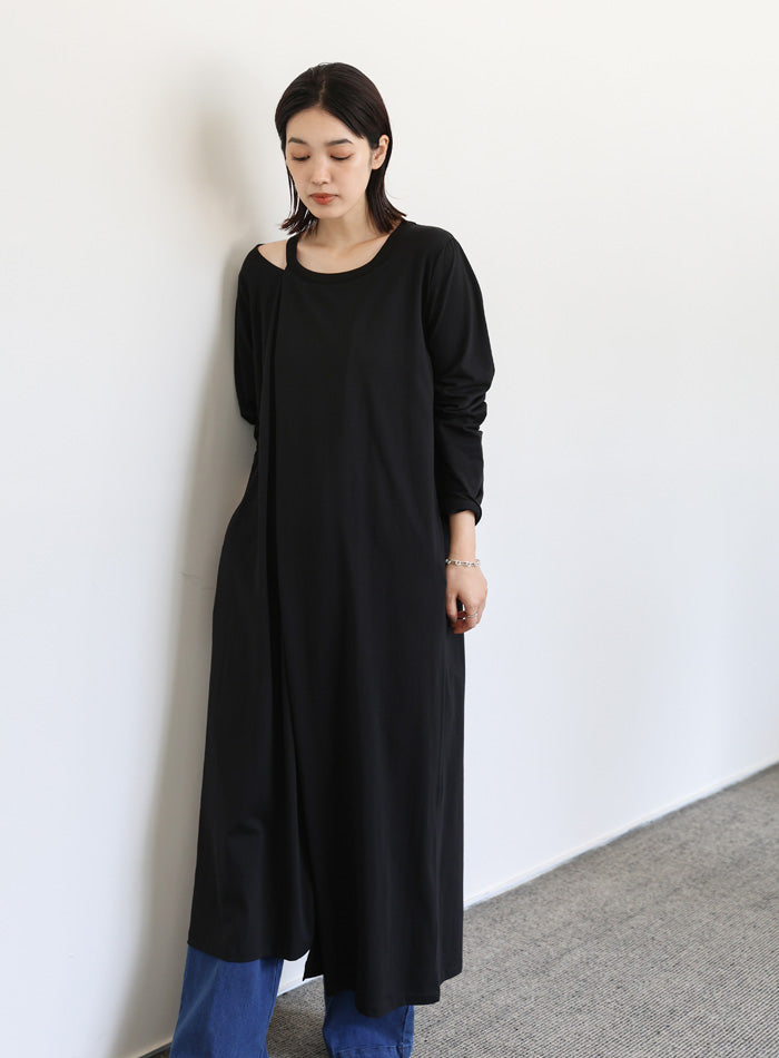 【Et】アシンメトリーネックワンピース