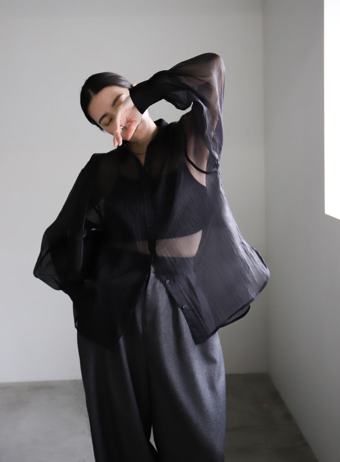 【新品】ノーブル　シアーオーガンジーシャツワンピース オーガンジーシャツワンピース – FACE SANS FARD