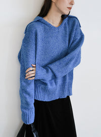 ビッグカラーミックス編みニット