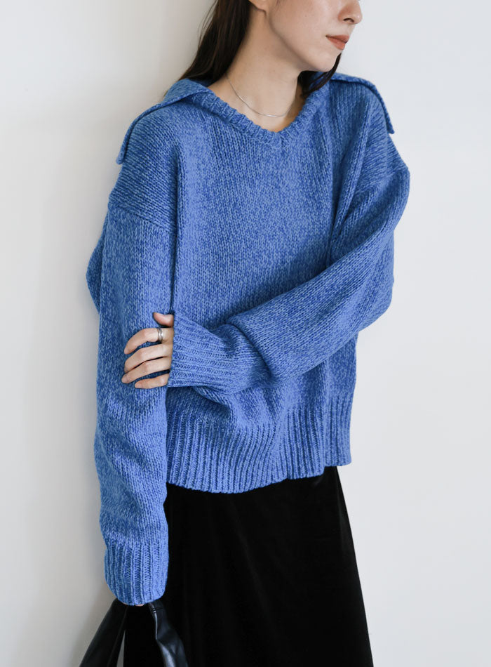 ビッグカラーミックス編みニット