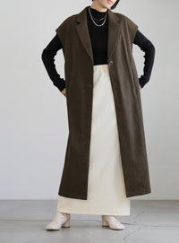 ヘリンボーンロングテーラードジレ