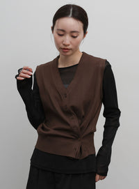 【Et】Knit wrap vest