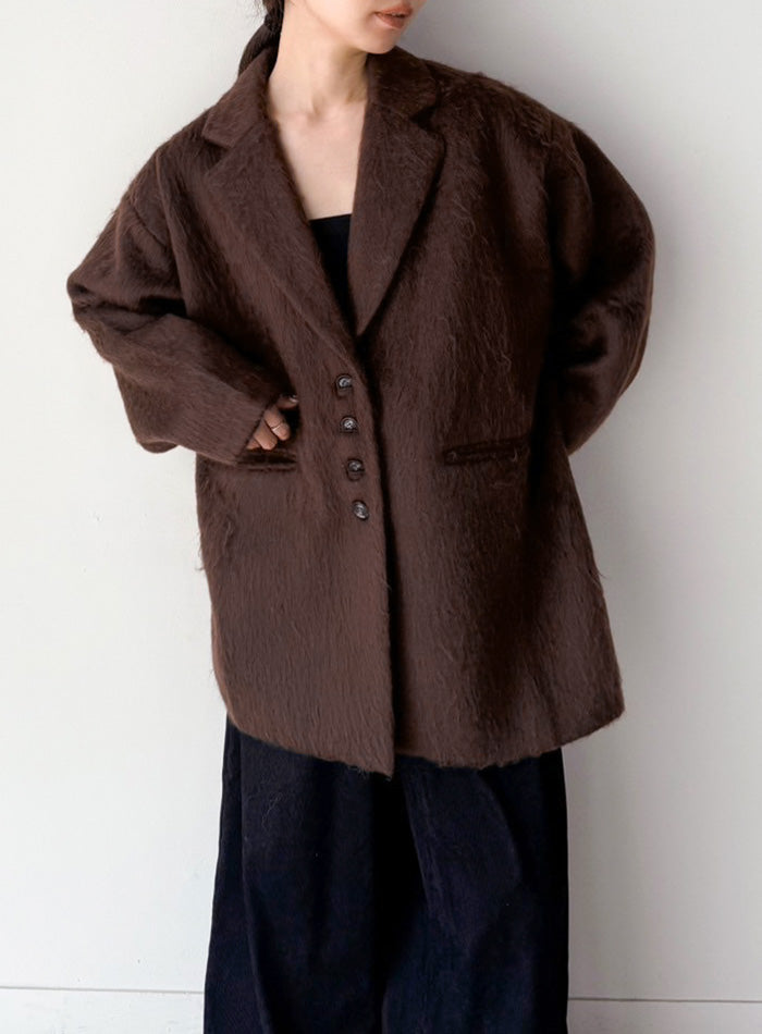 シャギールーズジャケットコート /コラボ by SON ブラウン シャギールーズジャケットコート【by SON】 – SELECT MOCA