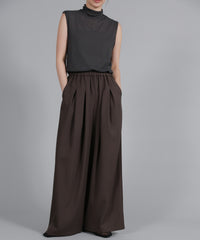 【Et】Twill Gathered Easy Wide Pants