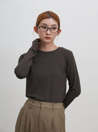 【UV CUT】フィンガースリーブクルーネックロングTシャツ