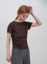 サイドギャザーリブTシャツ