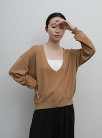 【Et】Minimal V-Neck Simple Tops