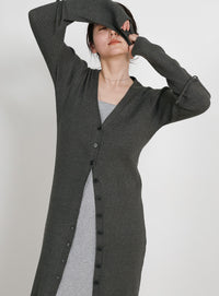 2WAYスリーブリブロングカーディガン