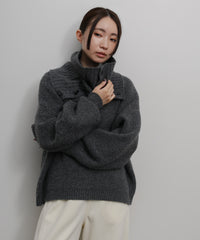 【Et】Wool Blend Rib Kint with Snood