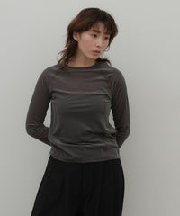 配色ステッチラグランロングTシャツ