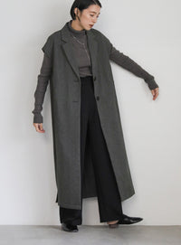 ヘリンボーンロングテーラードジレ