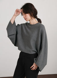 【Et】Dolman Sleeve Short Rib Knit