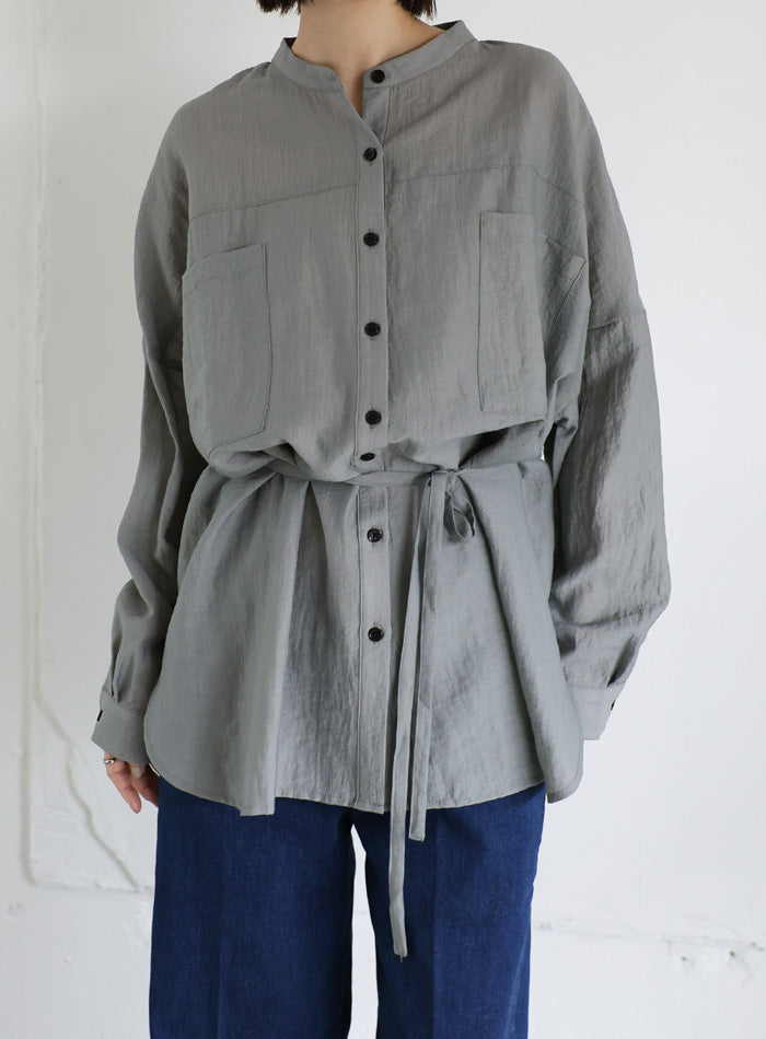 0235 MACHATT ストライプオーバーカラーブラウス FREEサイズ MINERTE ブラウス シャツ 「MINERTE」layered stripe shirt