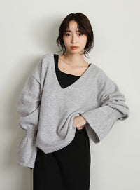 【Et】Deep V-Neck Wool Mix Knit