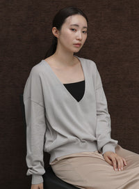 【Et】Minimal V-Neck Simple Tops