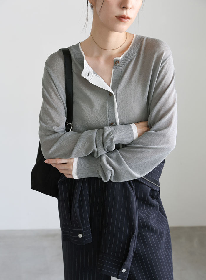 mocaちゃんセレクト フェイクレイヤードシアーカーディガン – SELECT MOCA