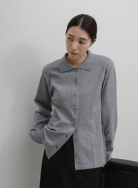 襟付きニットロングカーディガン