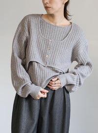 レイヤードデザインニット