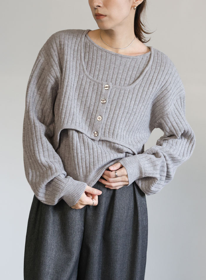 レイヤードデザインニット