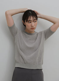 ベロアモールパフスリーブニット