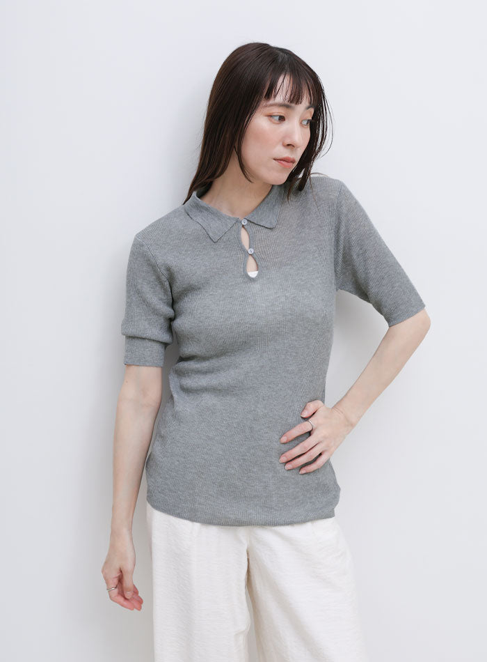 ドロップデザインシアーリブポロニット – SELECT MOCA