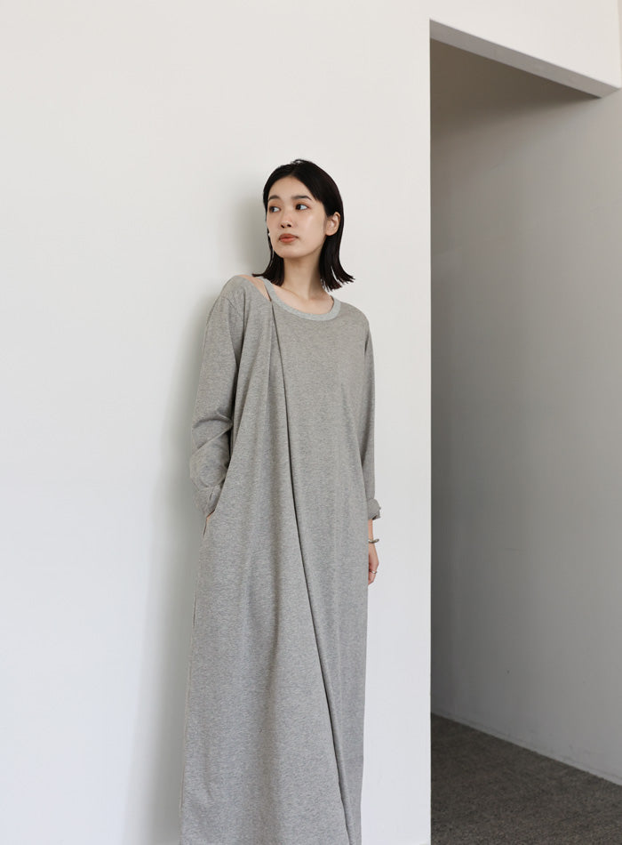 【Et】アシンメトリーネックワンピース