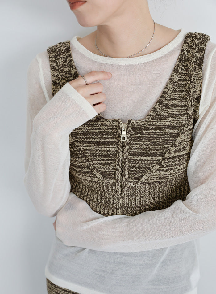 フロントジップメランジニットビスチェ – SELECT MOCA