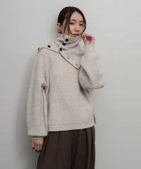 【Et】Wool Blend Rib Kint with Snood
